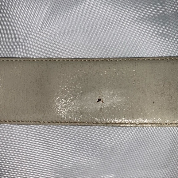 authentic GUCCI 75cm (size SM / MED) cream leather belt w/gold/silver GG buckle - Picture 12 of 12